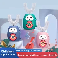 smart 360 degress u sonic electric toothbrush kids silicone automatic ultrasonic tooth brush children blue light teeth brush