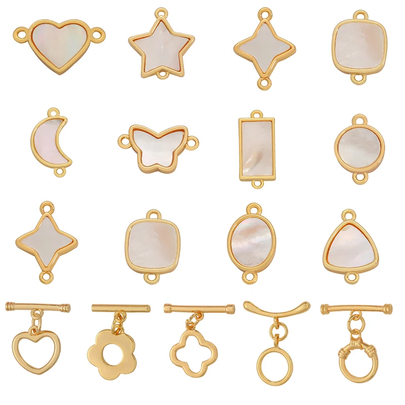 

18K Gold Plated 1Pc 2-Hole Heart Oval Bracelet Necklace Jewelry Connector OT Toggle Clasps Copper DIY For Jewelry Findings Make