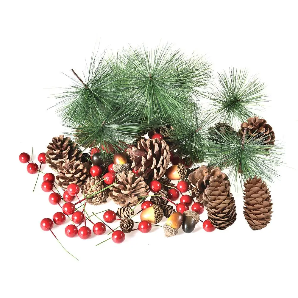 

131pcs Simulated Pine Cone Pine Red Fruit Autumn Decoration Kit For Thanksgiving Christmas Farmhouse Autumn Home Decorations