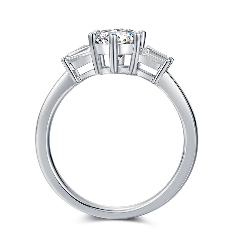 

White Gold Plated 925 Silver color Main Stone 1ct Moissanites Side Stone Cubic Zirconia Castle inspiration Ring Jewlery M34A