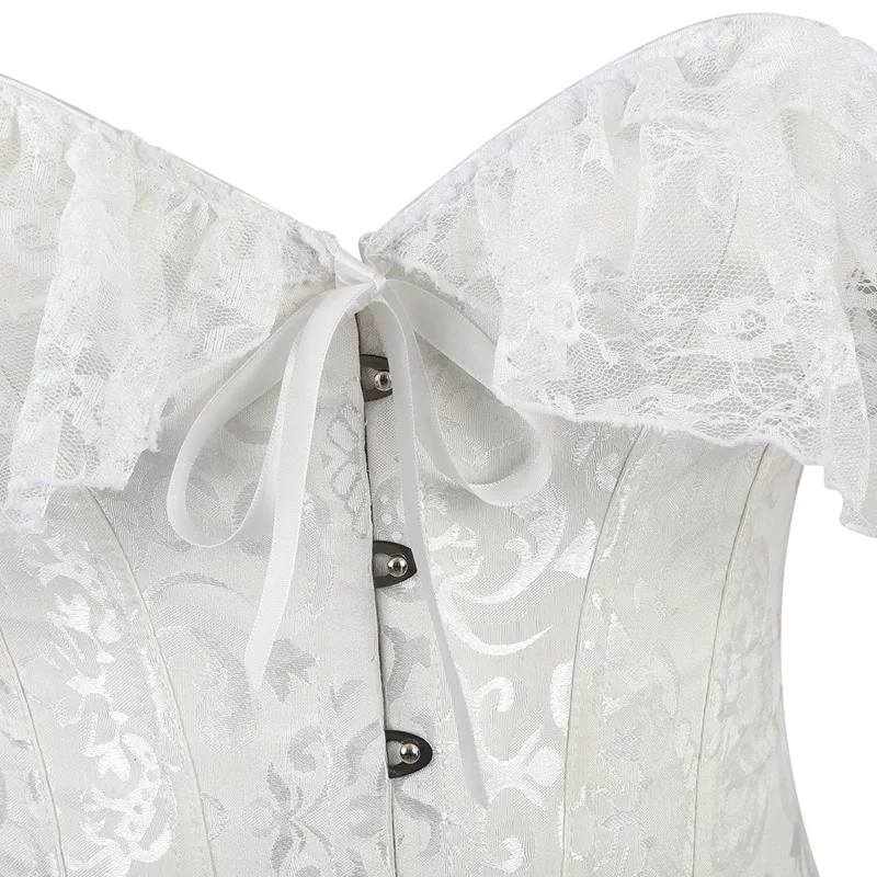 

Girls Lace Short-sleeved Corset Masquerade Lingerie Sexy Wedding Dress Waist Trainers Latex Corset Belt Body Shapers Women