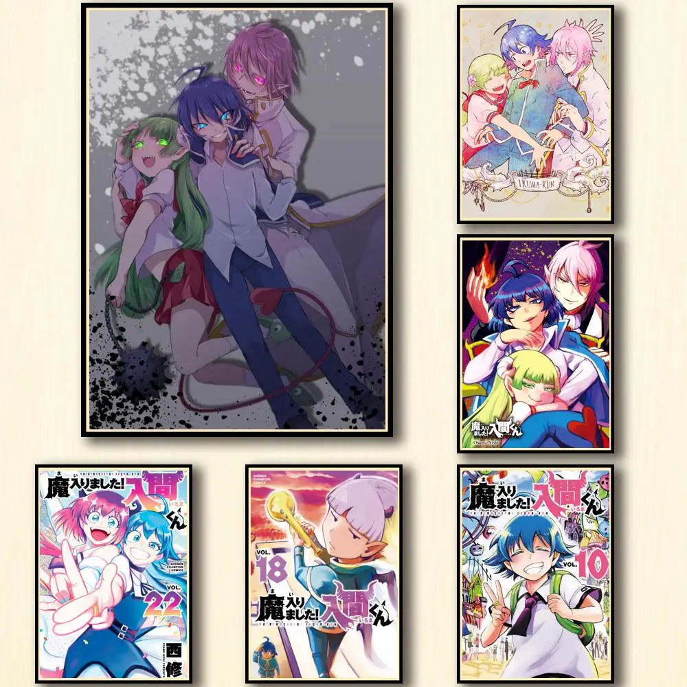 

50 Дизайнов Добро пожаловать в школу Demon! Белая бумага Iruma-kun, плакат Mairimashita! Необычная Настенная Наклейка Iruma-kun