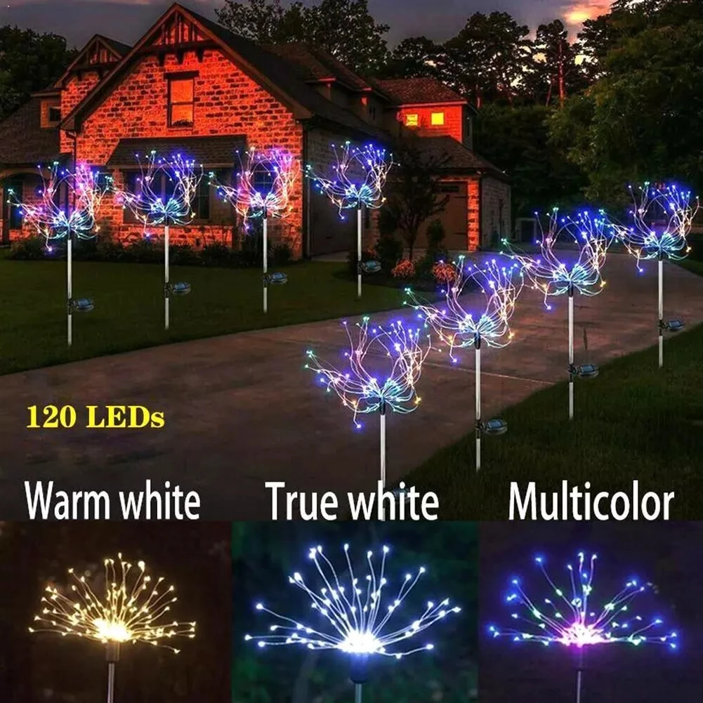 

Outdoor 120 LED Solar Fireworks Lights Dandelion Lamp Waterproof String Light for Lawn Garden Patio Christmas Holiday Decoration