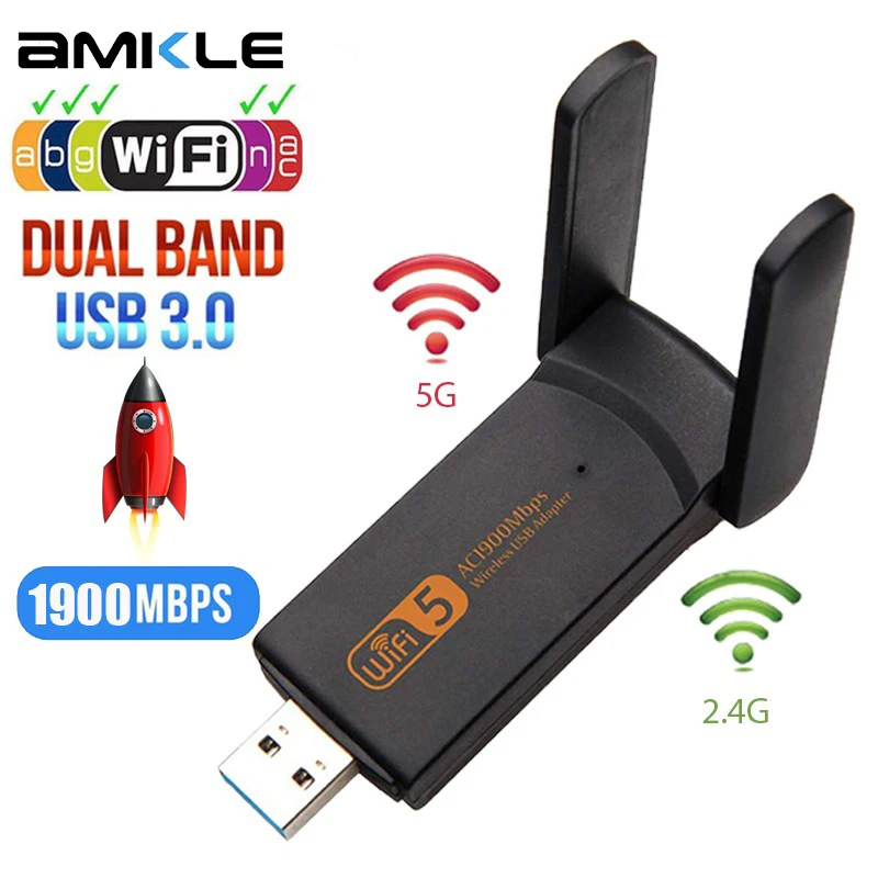 USB Wi Fi адаптер AMKLE 1900 Мбит/с 1200 2 4 ГБ 5 8 ГБ|Сетевые карты| |