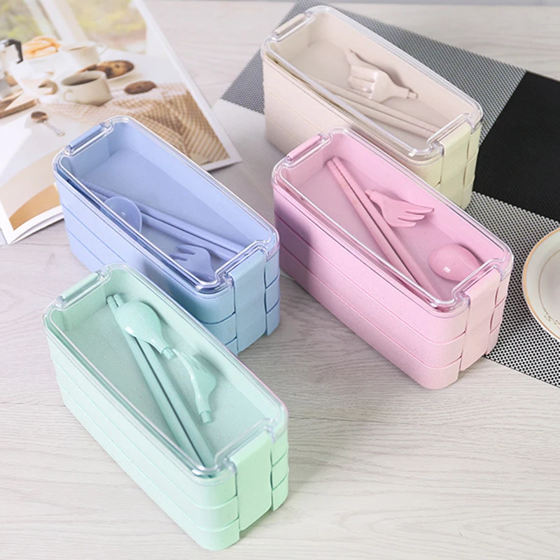 Ланч бокс для детей бэнто из пшеничной соломы без бисфенола А органические