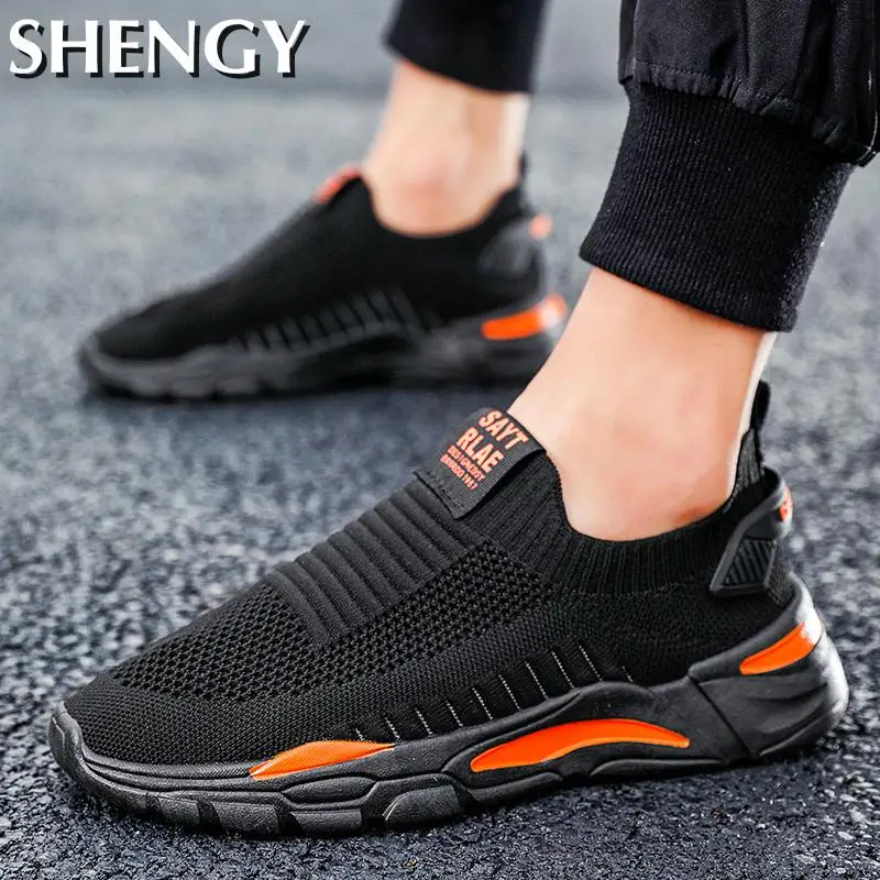 

Мужские кроссовки, сетчатые, дышащие, без шнуровки, на платформе, мужская обувь, легкая спортивная обувь, мужская, мягкая, большой размер, мод...