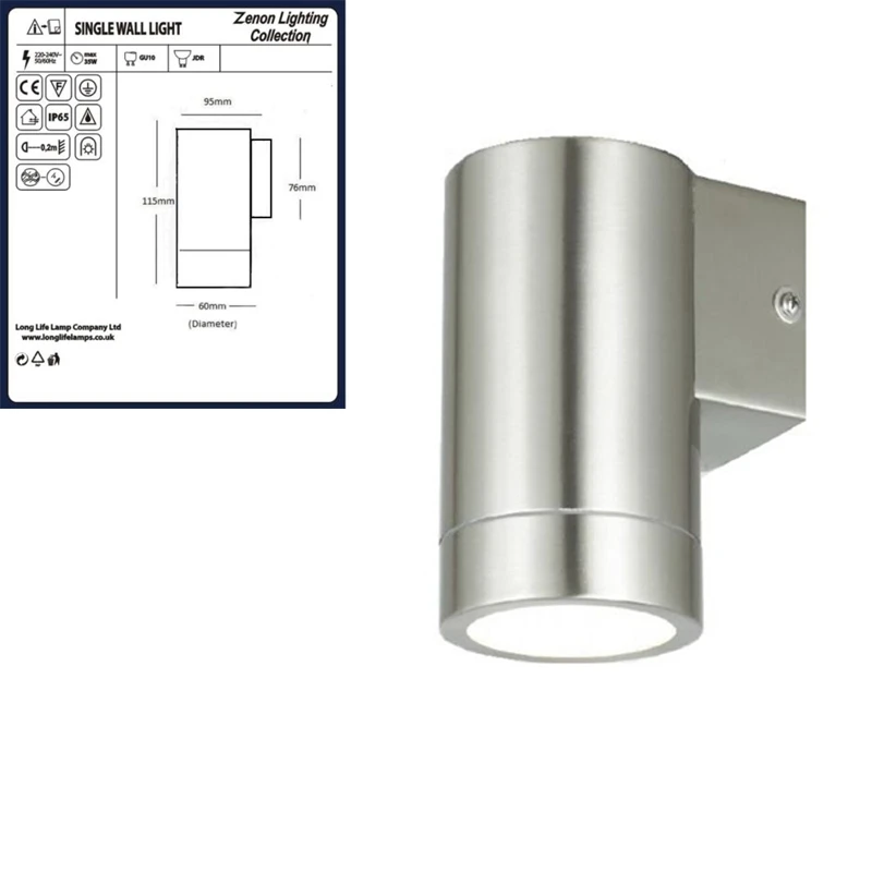 

Stainless Steel Single Outdoor Wall Light IP65 Garden Wall Light for courtyard