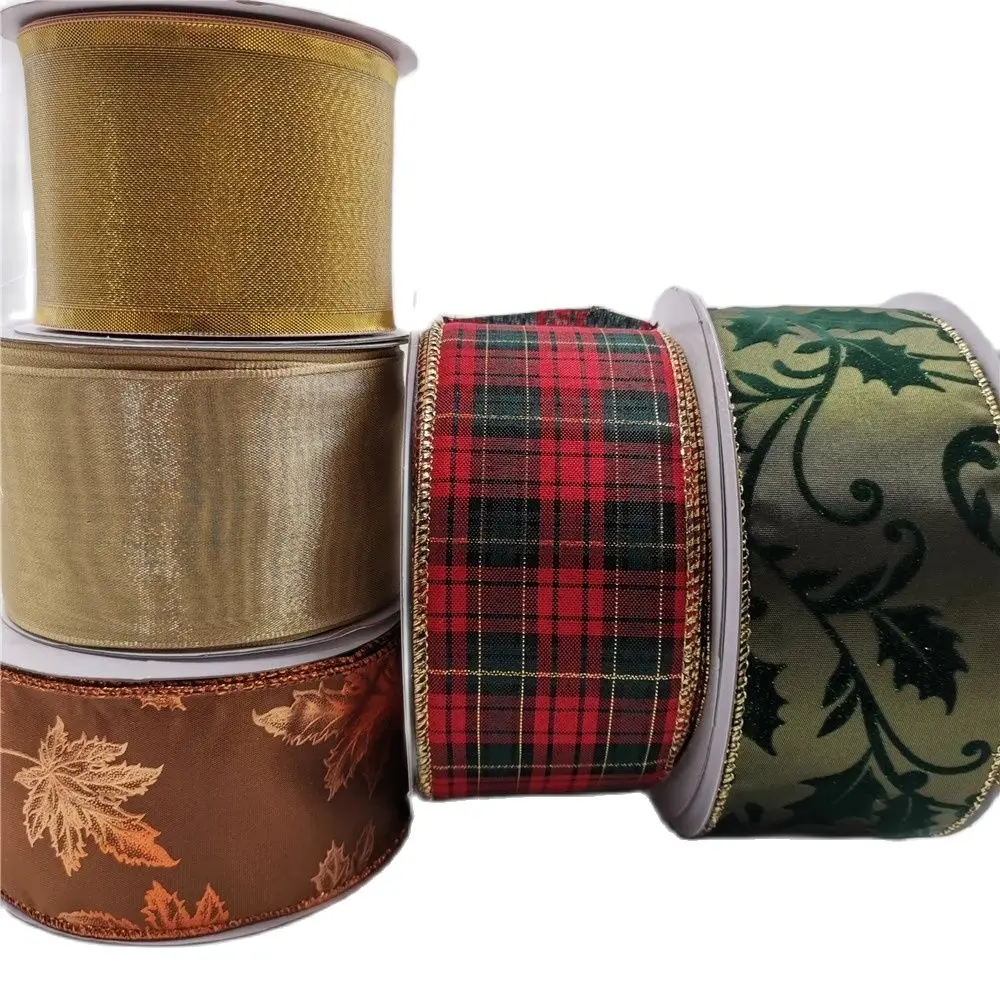 

63MM 25yards Wired Edge Red Buffalo Scottish Checked Plaid Ribbon for Festival Christmas Decoration New Year Gift Wrapping 2287