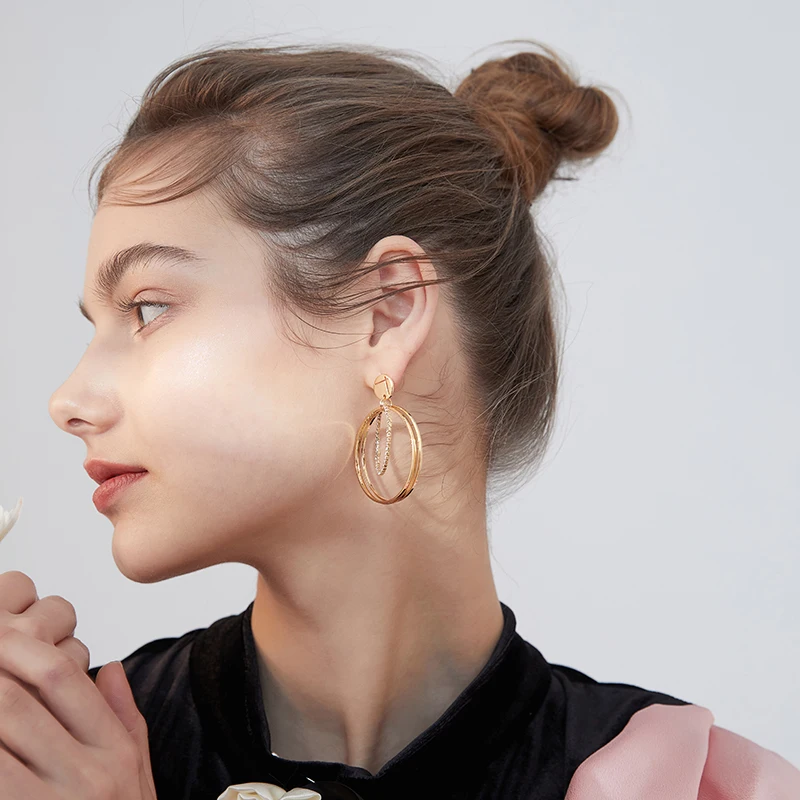 Xinwei серьги 2020 Новые простые круглые для женщин длинные с подвесками из Сплава