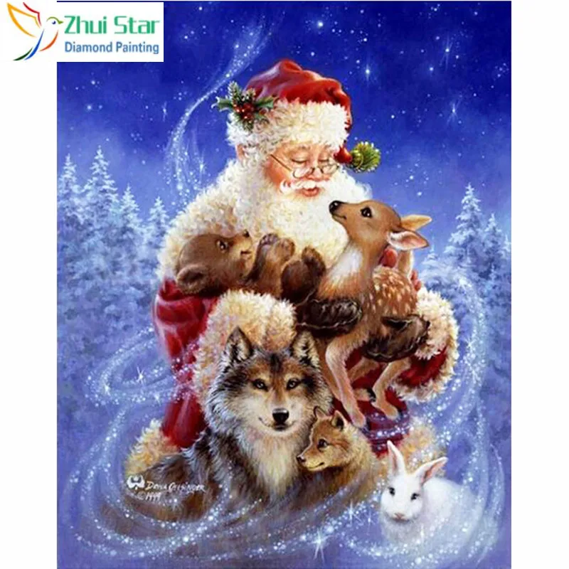 

DIY 5D Diamond Embroidery Crystals Diamond Mosaic Santa Claus Square Rhinestones Diamond Painting Cross Stitch Kits gx