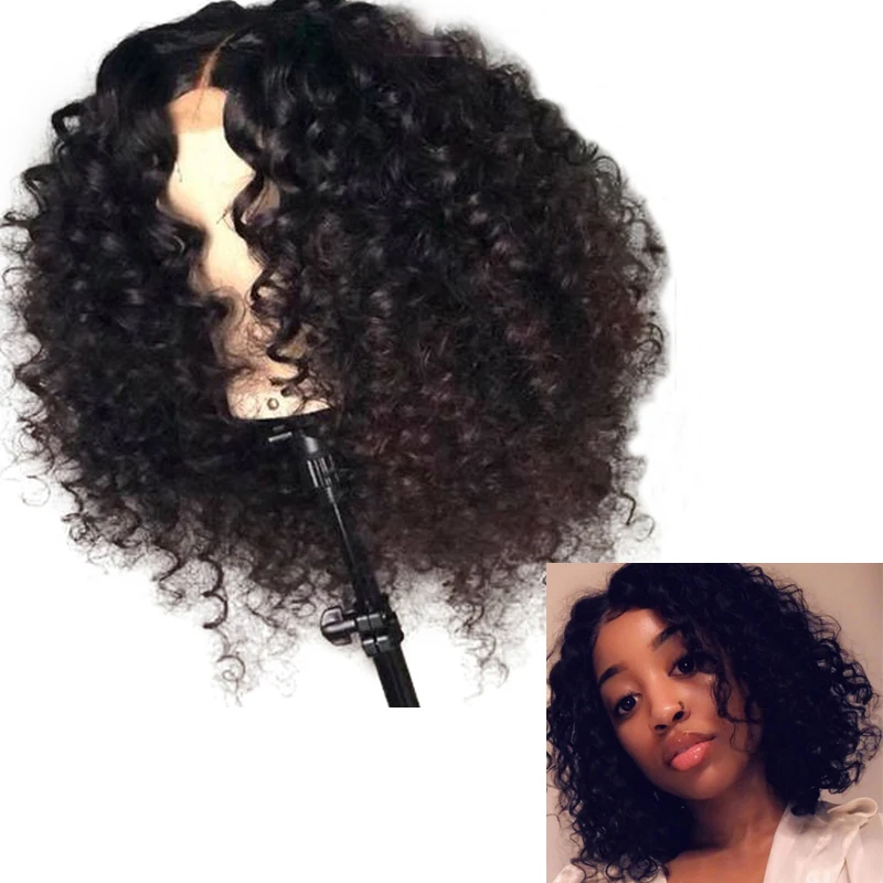 LUFFYHAIR предварительно вырезанные бразильские Волосы remy вьющиеся Синтетические волосы на кружеве парик 13x6 глубокое разделение 130% Плотность парики из натуральных волос для Для женщин