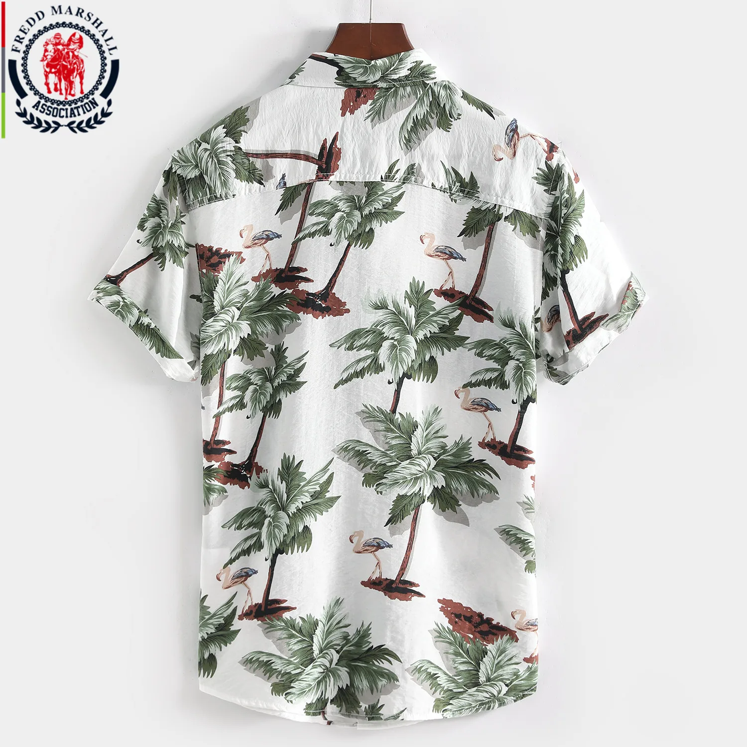 FREDD MARSHALL 2021 Новая мода с принтом &quotкокосовое дерево&quot рубашка мужская летняя