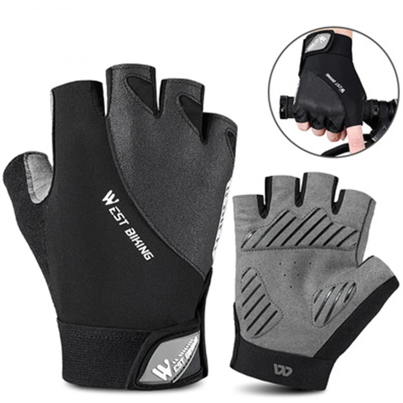 

2pcs outdoor sports cycling gloves half finger mountain bike bicycle bicycle short finger non-slip gloves cycling equipment