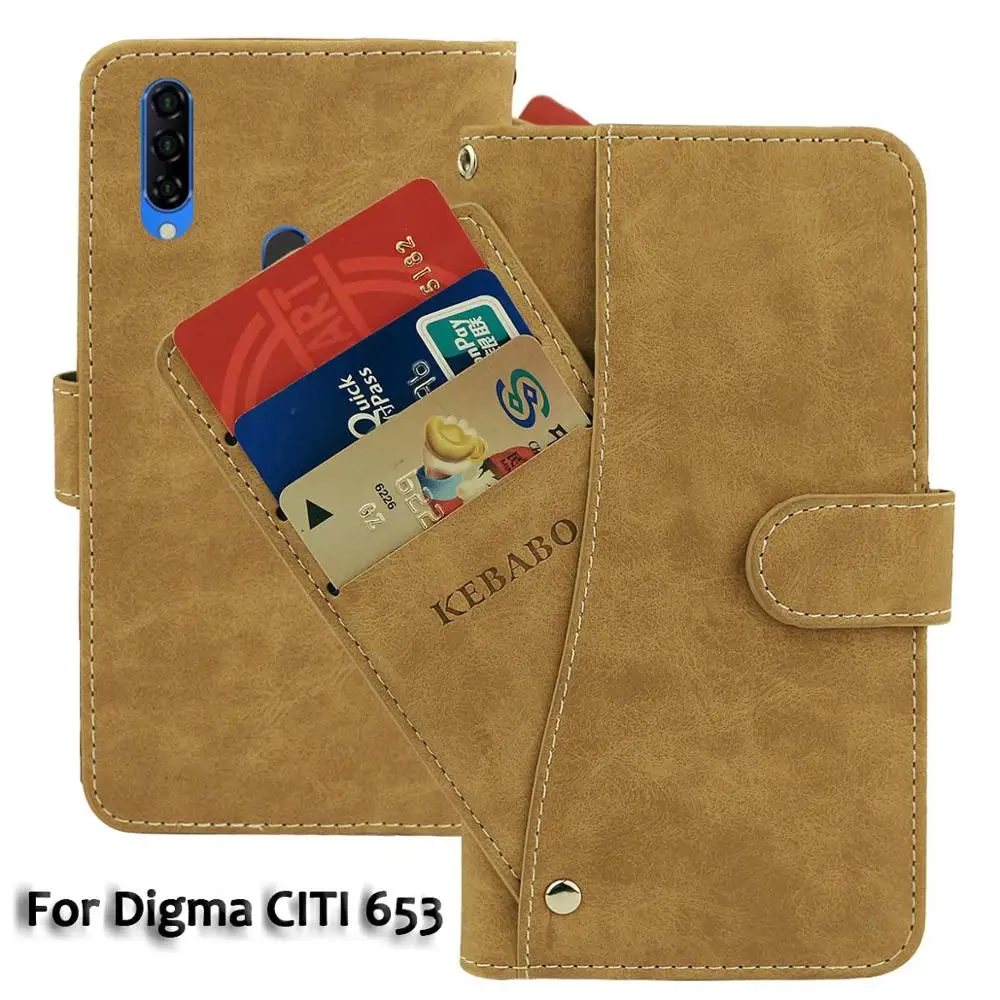 Винтажный кожаный чехол бумажник Digma CITI 653 роскошный откидной Чехол с отделениями