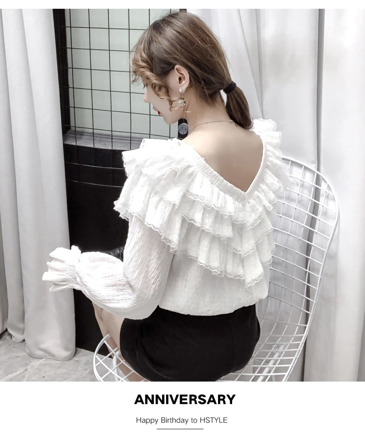 

Women's Clothing Vintage sweet Lace up long sleeve Female Blouses ruffles v-neck Shirts New Spring fall blusas mujer de moda