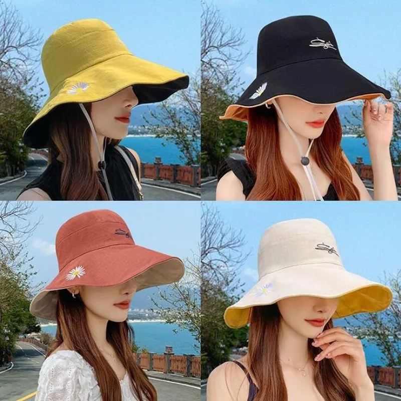 

SILOQIN New Women's Hat Trend Flowers Decoration Bucket Hats Summer Fashion Panama Brands Beach Hat Sunhat Sombreros Tide Cap