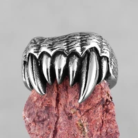 beast monster teeth stainless steel mens rings hip hop personality for male boyfriend biker jewelry creativity gift wholesale