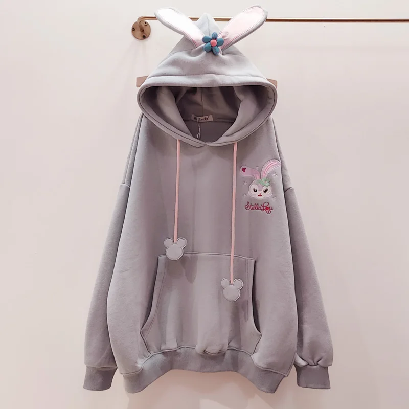 

Cartoon rabbit ears cute lazy wind sweater female hooded students new 2020 casual tops loose hoodies tide