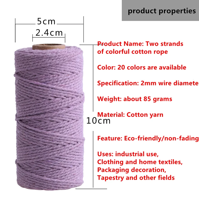 2 мм цветная хлопковая нить Защита окружающей среды не выцветает ручная работа