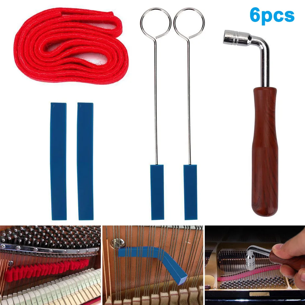 

6pcs Diy Piano Tuning Lever Tools Kit Mute Hammer Set Piano Parts Musical Instruments Accessories Repair And Maintenance WHS