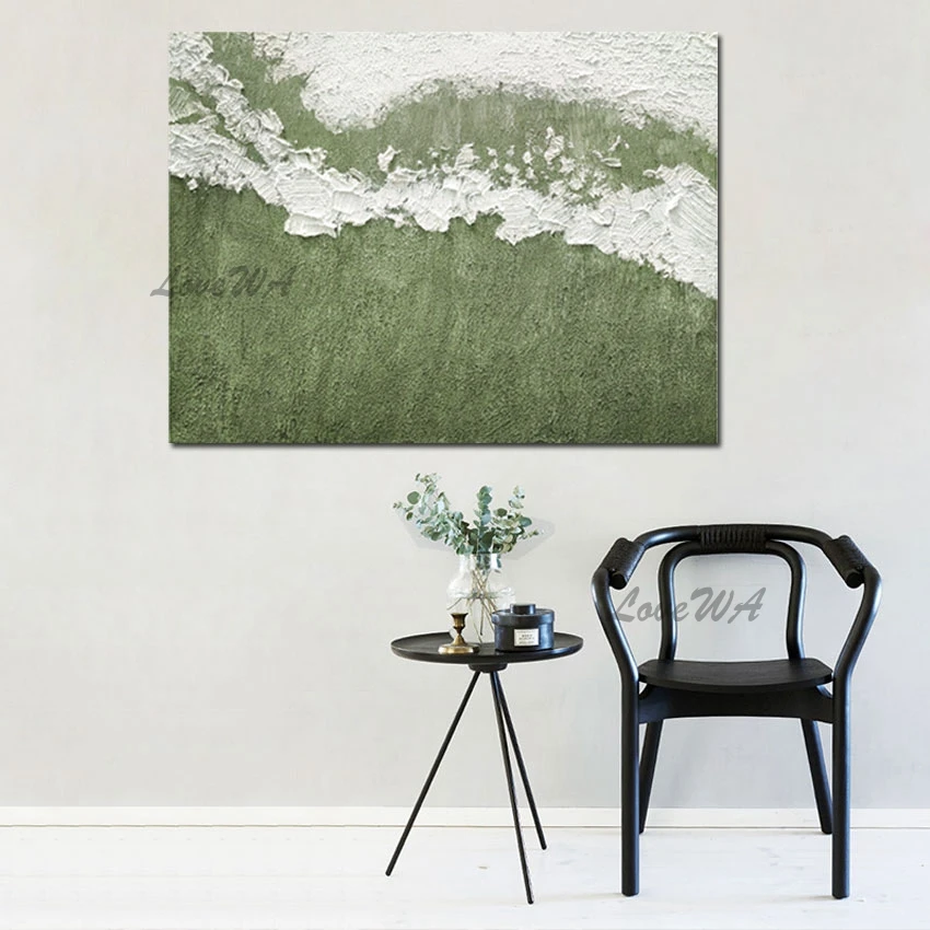 Новое поступление Современная зеленая простая абстрактная живопись холст