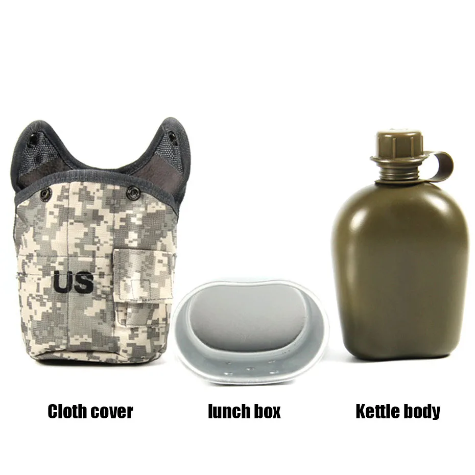 

CNDRAGON Brand 1000ml Large Capacity Kettle sport Outdoor travel Bottle Portable Folding my water bottle military camouflage bag