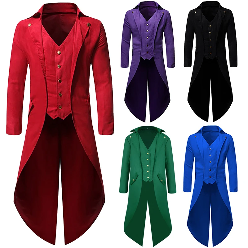 Мужской однотонный ретро-смокинг готический смокинг в средневековом стиле эпохи