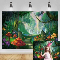 alice in wonderland backdrop beautiful forest path girls 1st birthday party banner photography background photo studio props