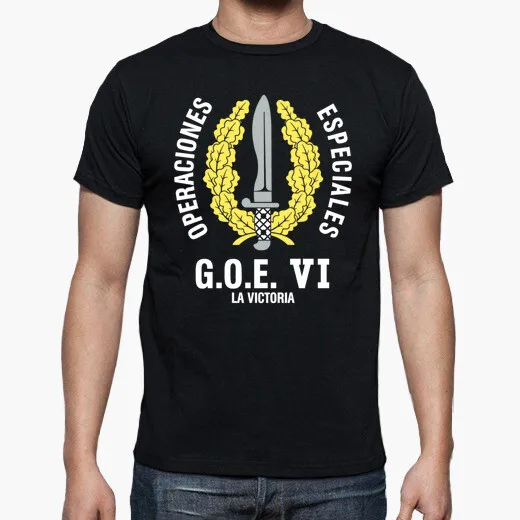 

GOE VI Mod.1 Spanish Legion La Victoria Special Operations Emblem T-Shirt. Summer Cotton O-neck Mens Short Sleeve T-Shirt New