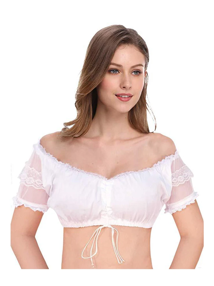 Блузка женская однотонная с рюшами пикантный кружевной топ труба коротким