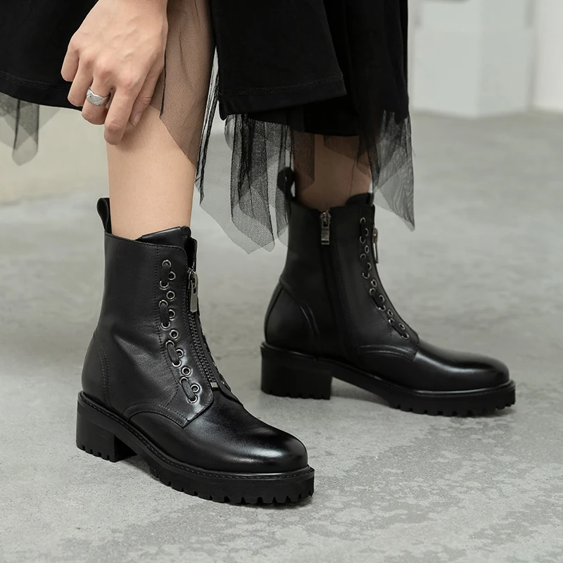 

MORAZORA 2021 New arrival ankle boots genuine leather comfortable women boots genuine leather autumn winter shoes woman