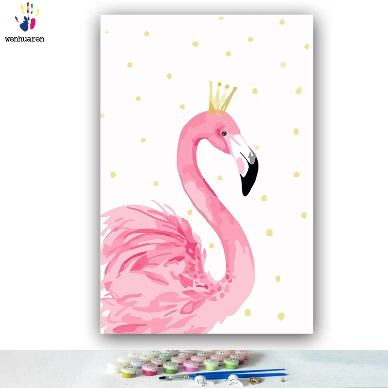 DIY картинки для раскраски по номерам с цветами Фламинго картина рисования в рамке