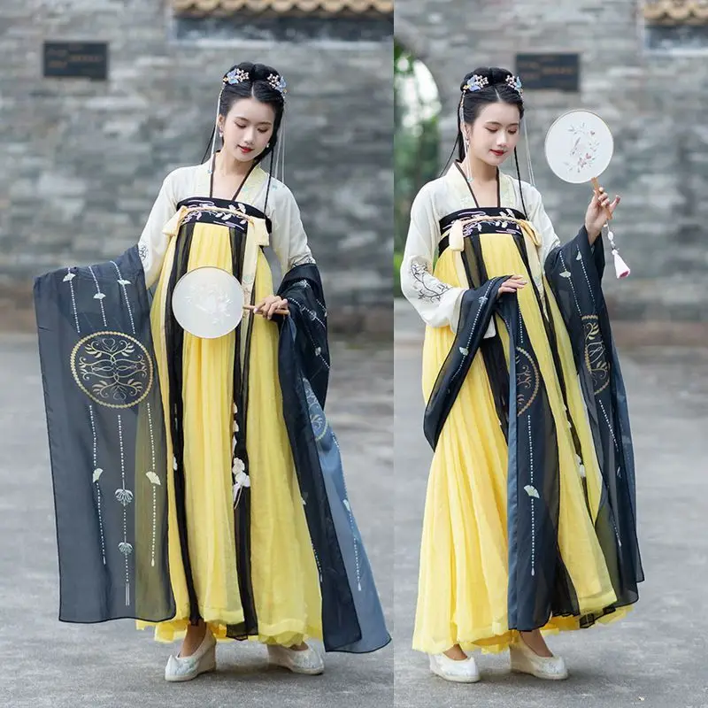 

Летнее платье ежедневное улучшение hanfu han tang элементы системы носить шелковые груди Ru юбка костюмы китайский ветер юбка