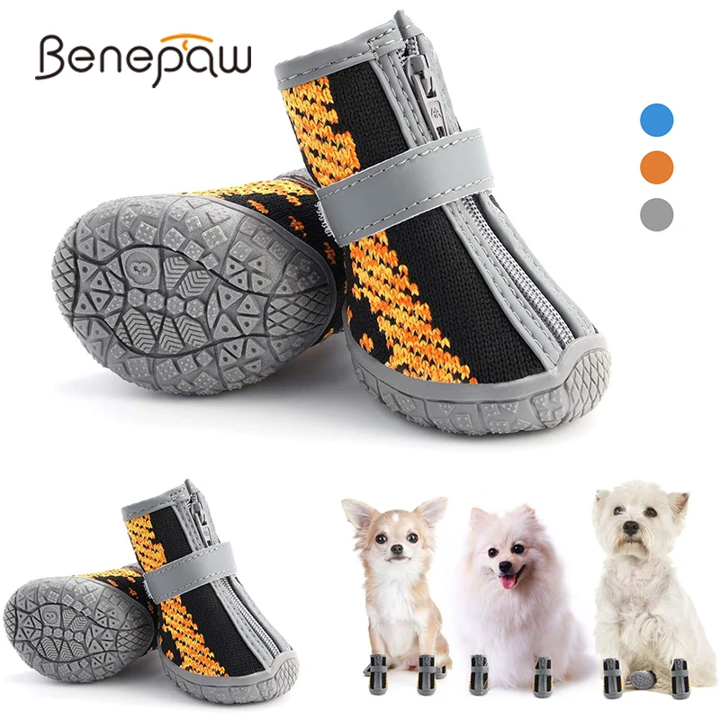 

Benepaw Dog Shoes Paw Protector Breathable Dog Booties Reflective Straps Anti-Slip Puppy Hiking Boots For Hot Pavement Hardwood