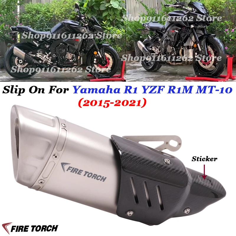 

MT-10 мотоцикл выхлопной изменение с углеродным волокном тепловой защиты глушитель выхлопной трубы Slip On выхлопных газов для Yamaha R1 YZF R1M MT10 2015 - ...