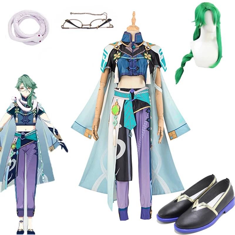 

Anime Genshin Impact BaiShu Game Suit Combat Gear Gorgeous Uniform Cosplay Costume Halloween Carnival Party Outfit Men Women