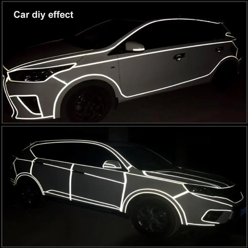 Mobil Stiker Mobil Aksesoris 7 Warna Ornamen 8M Tahan Air Reflektif Sepeda Reflektor Motor Pita Peringatan 7 Warna