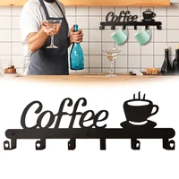 coffee mug holder with 6 hooks metal hanging coffee mug wall hanger wall mounted coffee cup rack for kitchen bar accessories