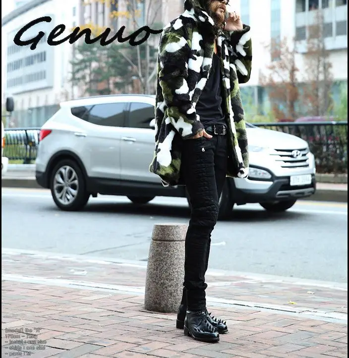 Мужская куртка из искусственного меха камуфляжная теплая с лацканами и