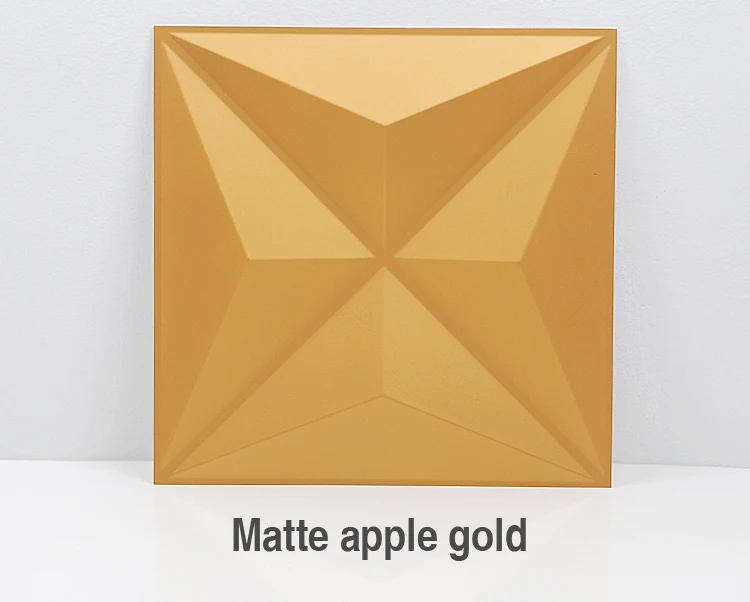 Matte apple gold 30x30 см 3D Художественная настенная панель, алмазная блестящая Звезда, резьба по дереву, цветок, тисненый 3D перламутровый красочный свадебный Декор, Настенная Наклейка - Цвет: Matte apple gold