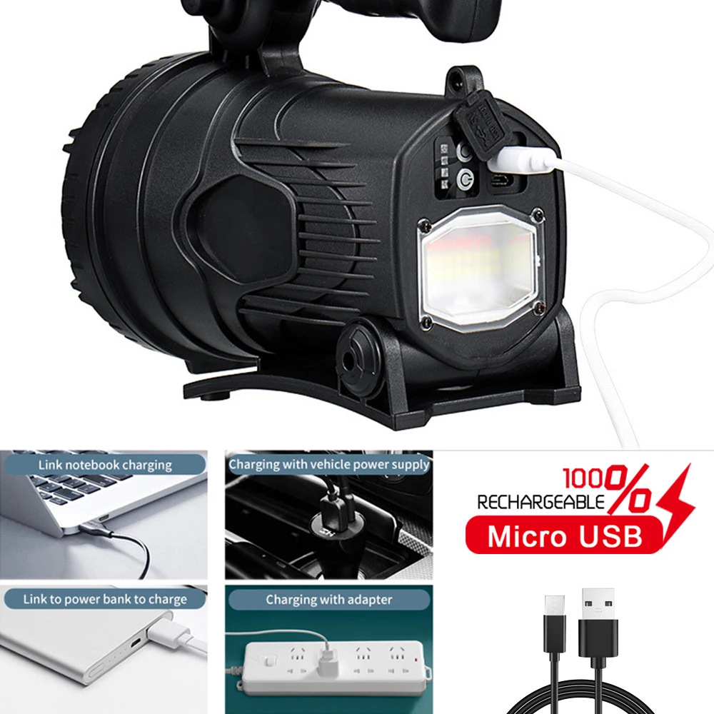 Портативный фонарь 300 Вт, ручной поисковый фонарь, светодиодный фонасветильник, USB, перезаряжаемый фонарик, мощный прожектор, водонепроница... от AliExpress RU&CIS NEW