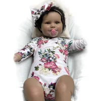 Bebe Reborn Dolls 22" African Super Cute Baby Newborn Toy For Children Soft Vinyl Silicone Boneca Renascida Brinquedo