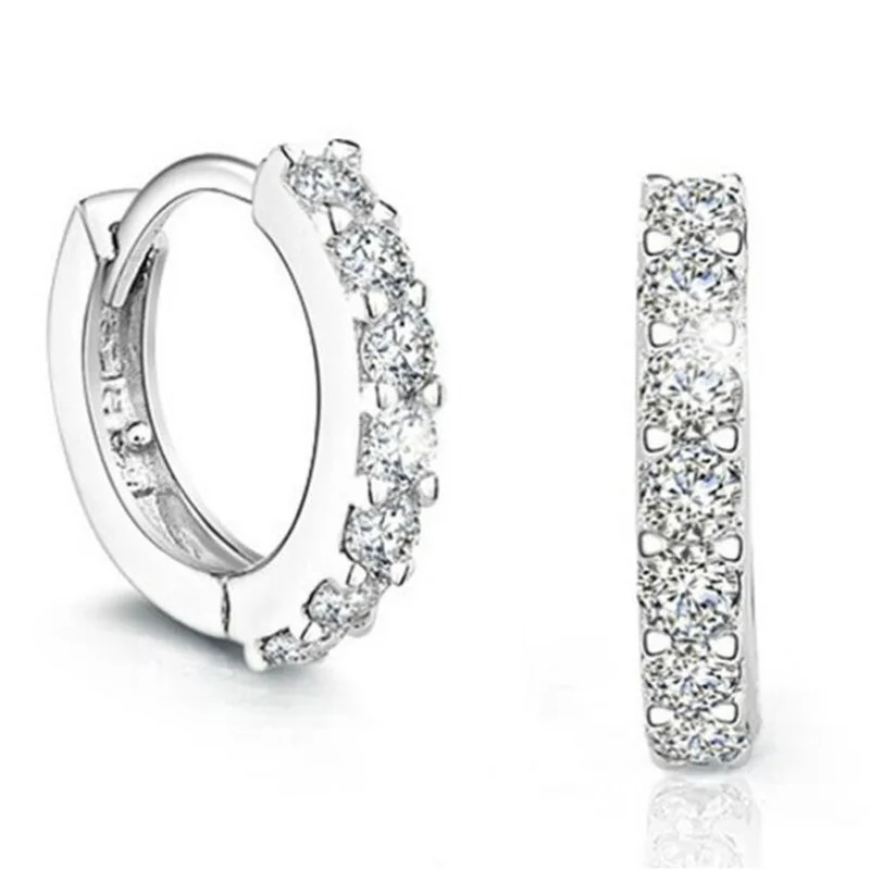 

POPACC 925 Sterling Silver Earrings Sparkling Single Row Zircon Stud Earrings For Women