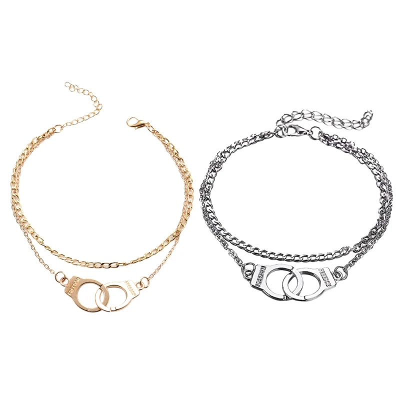 

2022 New Gold Silver Handcuffs Anklet Couple Beach Anklet Foot Chain Fashion Jewelry