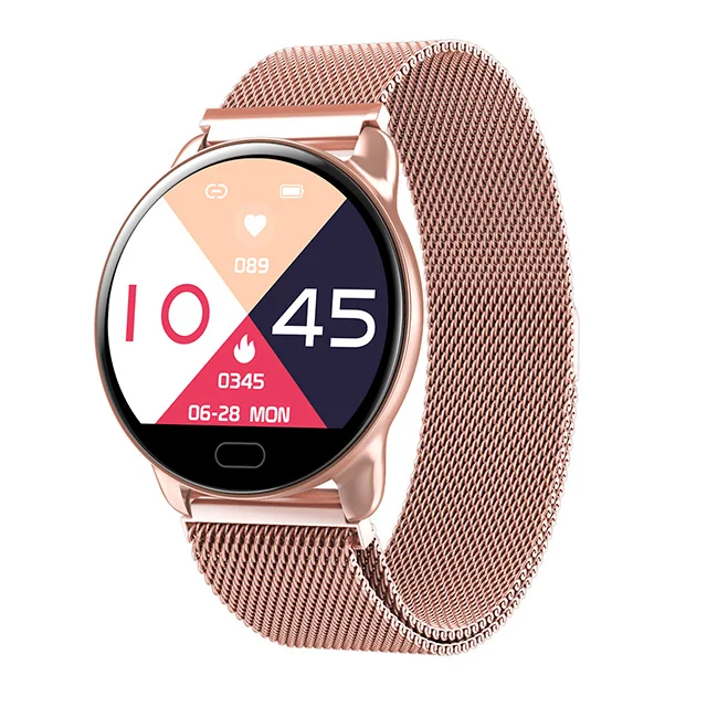 Mesh Rose Gold MELANDA женские Смарт-часы для фитнеса, для женщин, для бега, Reloj, монитор сердечного ритма, Bluetooth, шагомер, сенсорные, умные спортивные часы - Цвет: Mesh Rose Gold