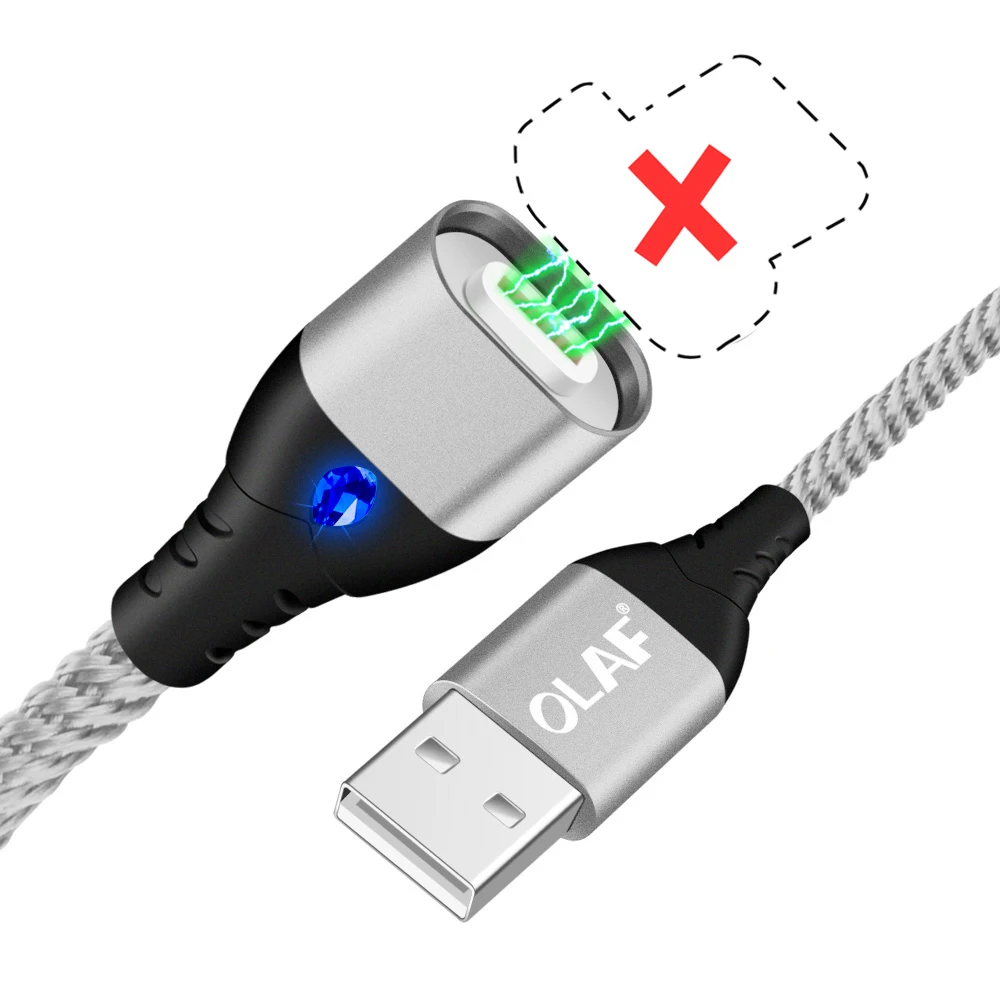Магнитный Micro USB кабель Олаф для samsung Galaxy Note 8, кабель Micro USB для быстрой зарядки для Xiaomi Redmi Note 5 QC 3,0, USB кабели - Цвет: Only Cable Silver