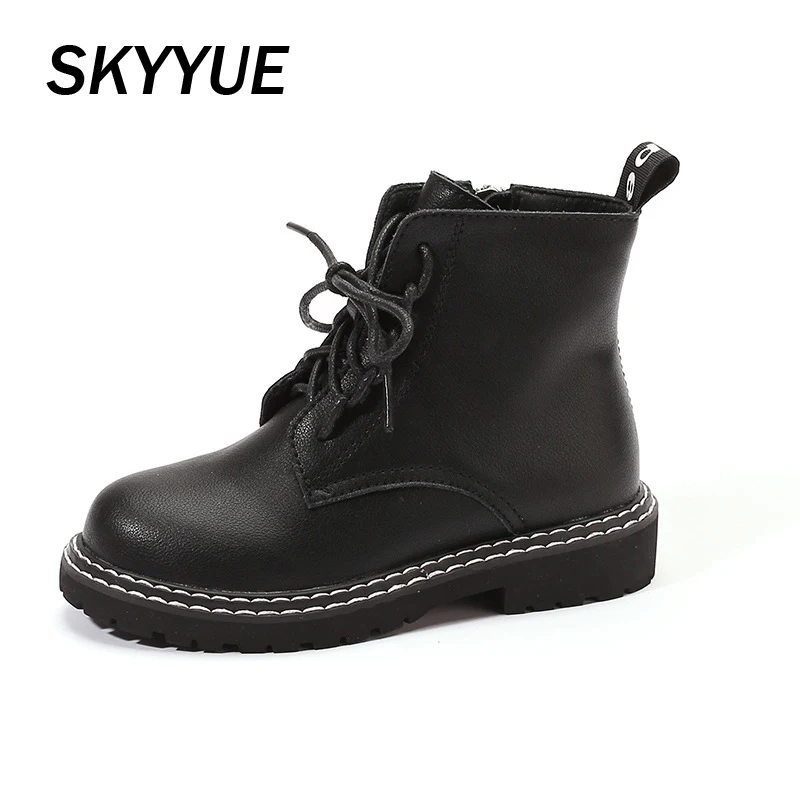 Новинка осенние детские Ботинки Martin ботинки из натуральной кожи для маленьких