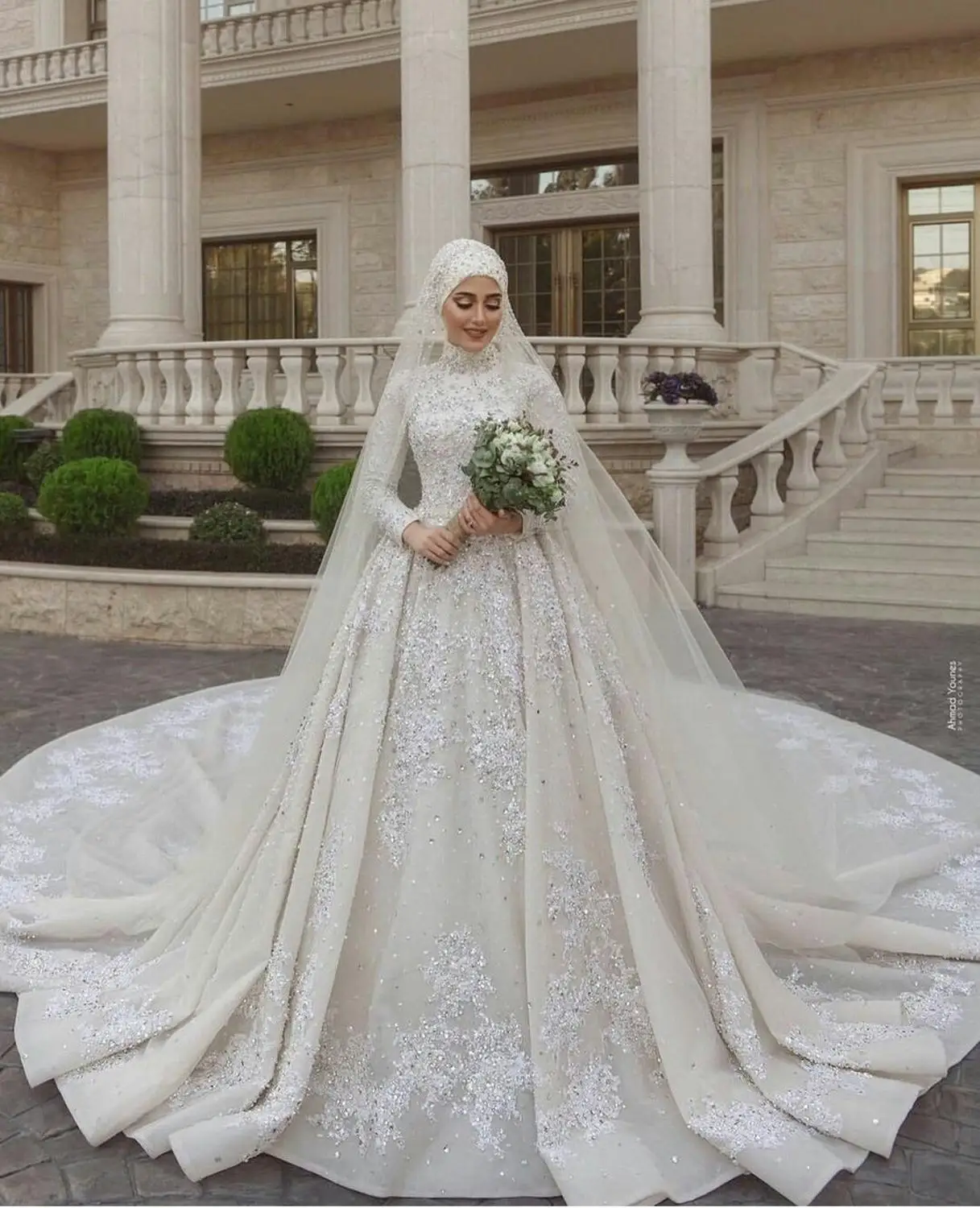 فستان زفاف إسلامي مع حجاب ترتر لامع مقاس كبير فاخر الشرق الأوسط 2021 Reviews 2104 Item Arnob1005 Ar Nobon Site