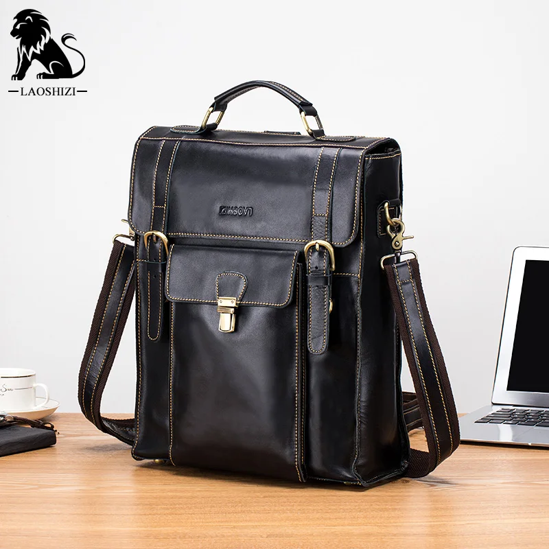 LAOSHIZI LUOSEN винтажный рюкзак из натуральной кожи мужские школьные сумки рюкзаки для