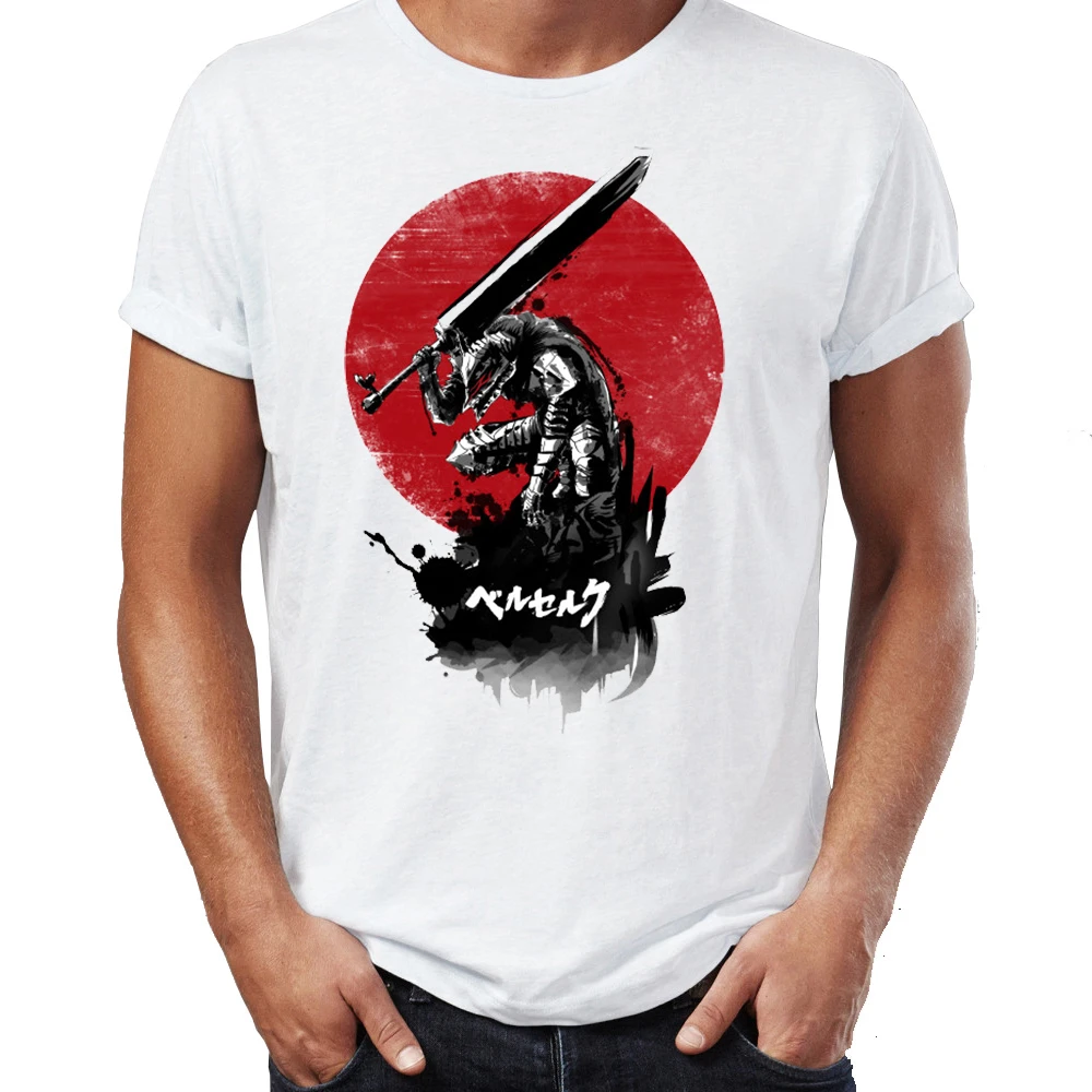 

Hip Hop Men T-shirts Berserk Manga Anime Black Warrior Awesome Artwork Printed Street Guys Tops & Tees Swag Camiseta